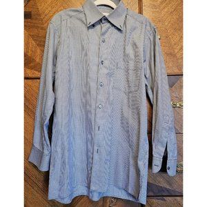 Ermenegildo Zegna Herringbone Cotton Luxury Size Large Shirt Brown Blue 11